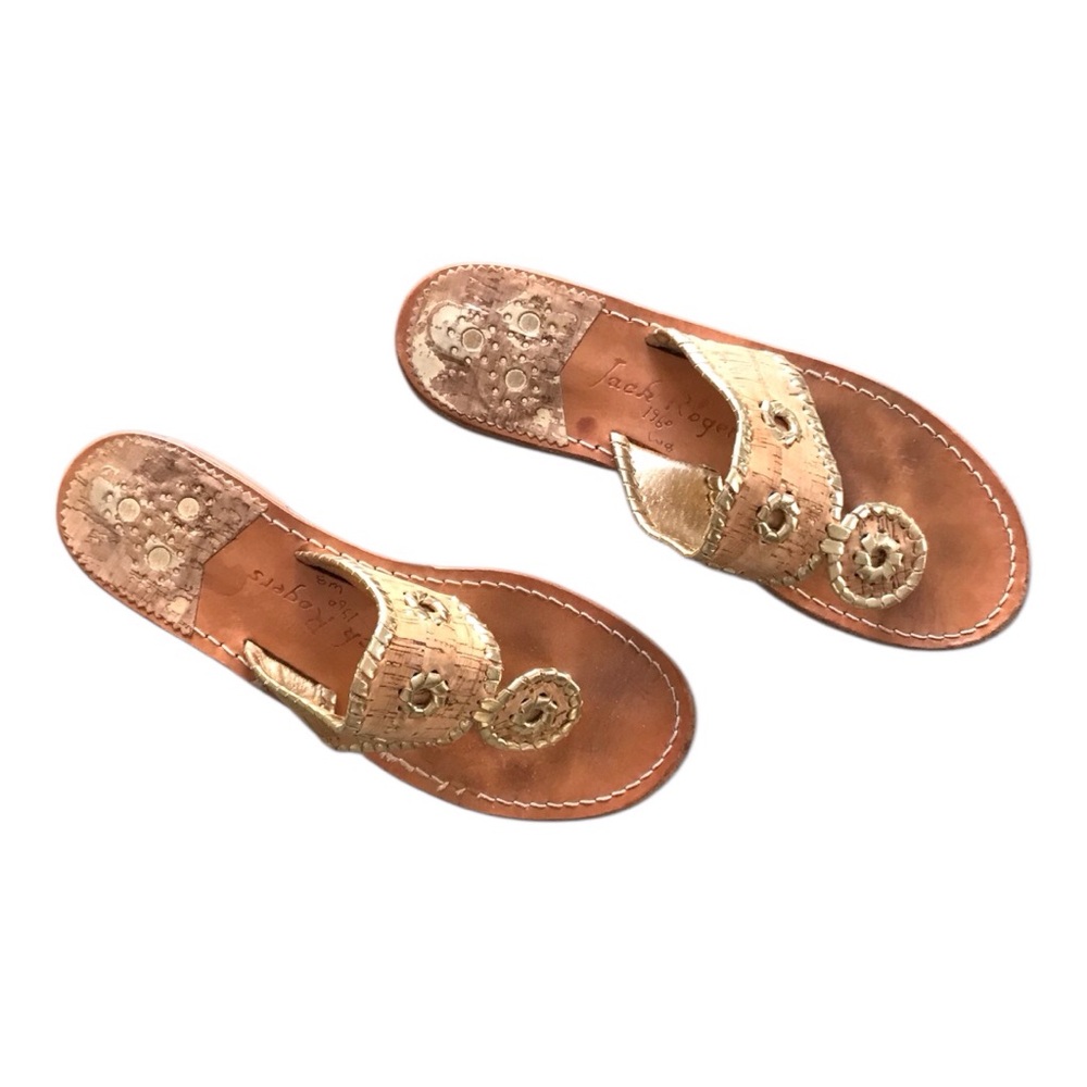 Jack Rogers Tan Braided Leather Slide Sandals